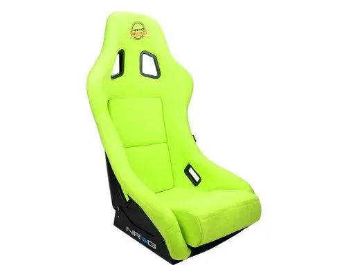 NRG Frp Bucket Seat Prisma ed Pearlized Back All Neon Green Alcantara Vegan Material Phone Pockets Medium