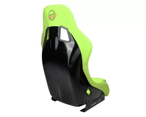 NRG Frp Bucket Seat Prisma ed Pearlized Back All Neon Green Alcantara Vegan Material Phone Pockets Medium