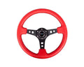 NRG Red Leather with Black Stitching 3inch Deep 350mm Sport Steering Wheel Universal