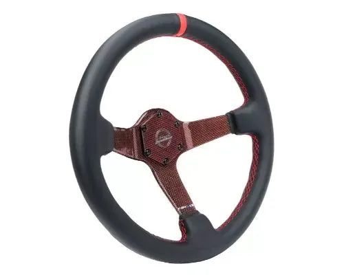 NRG Carbon Fiber Steering Whl 350MM Silver Carbon Fiber Silver Stiching Silver Center Mark Leather