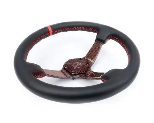 NRG Carbon Fiber Steering Whl 350MM Silver Carbon Fiber Silver Stiching Silver Center Mark Leather