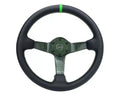 NRG Carbon Fiber Steering Whl 350MM Green Carbon Fiber Green Stiching Green Center Mark Leather