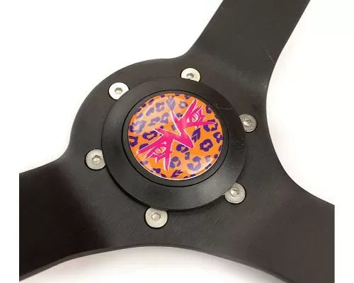 NRG Reinforced Steering Whl - 350MM Sport Steering Whl 3' Deep Savage Orange Leopard Printed Micro Fiber Vegan Material 