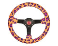 NRG Reinforced Steering Whl - 350MM Sport Steering Whl 3' Deep Savage Orange Leopard Printed Micro Fiber Vegan Material 