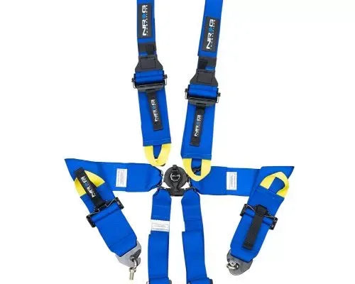 NRG Fia Approved 6Pt 2 Inch Shoulder Belt For Hans Device. Rotary Cam Lock Buckle, 3" Waist Belt And Crutch Belt - Blue