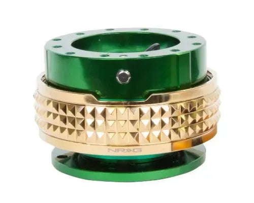 NRG Quick Release Kit - Green Body - Chrome Gold Pyramid Ring