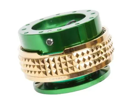 NRG Quick Release Kit - Green Body - Chrome Gold Pyramid Ring
