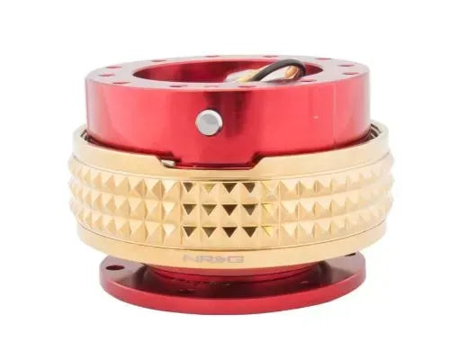 NRG Quick Release Kit - Red Body - Chrome Gold Pyramid Ring