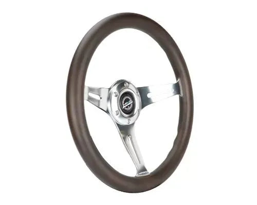 NRG Classic Wood Grain Whl - 350MM 3 Chrome Silver Spokes Oak Color Wood