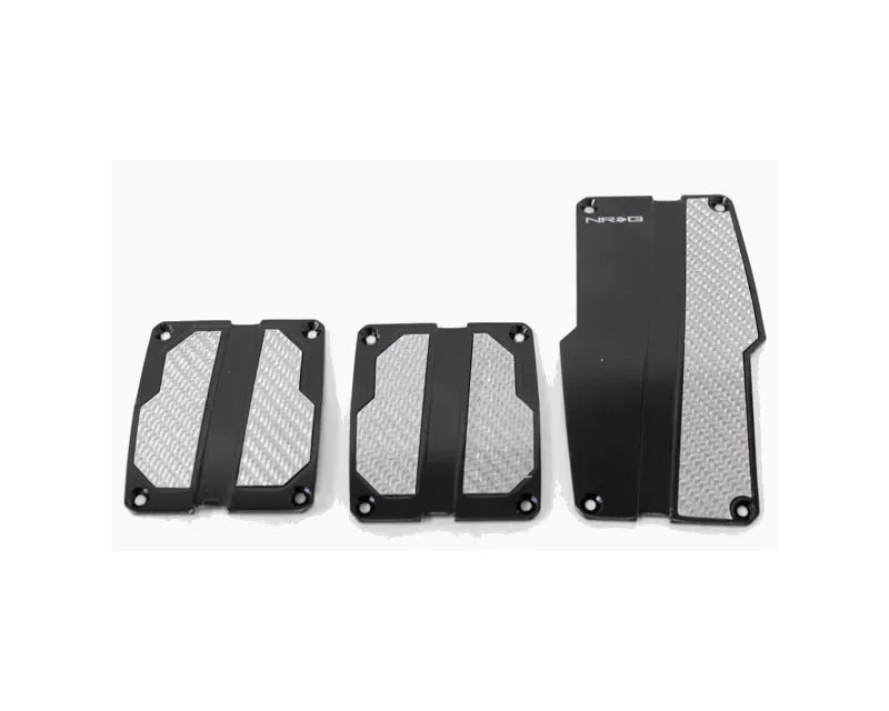 NRG Black with Silver Carbon Manual Brushed Aluminum Sport Pedal Universal