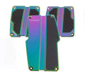 NRG Aluminum Pedal Pad Cover Plates Brushed Neo Chrome Black Carbon 3-Piece MT