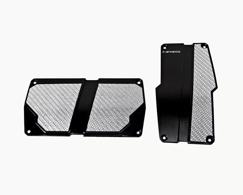 NRG Black with Silver Carbon Automatic Brushed Aluminum Sport Pedal Universal