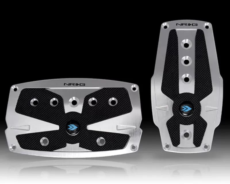 NRG Silver Automatic Brushed Aluminum Sport Pedal with Black Rubber Inserts Universal