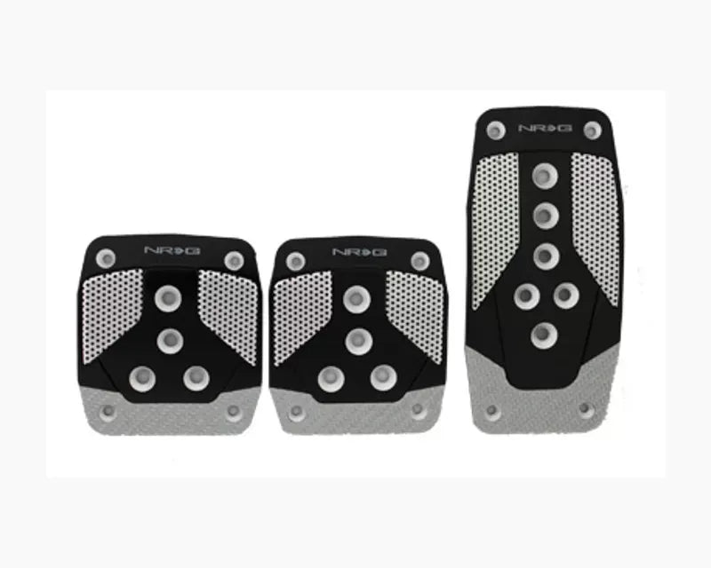 NRG Black with Silver Carbon Automatic Aluminum Sport Pedal Universal