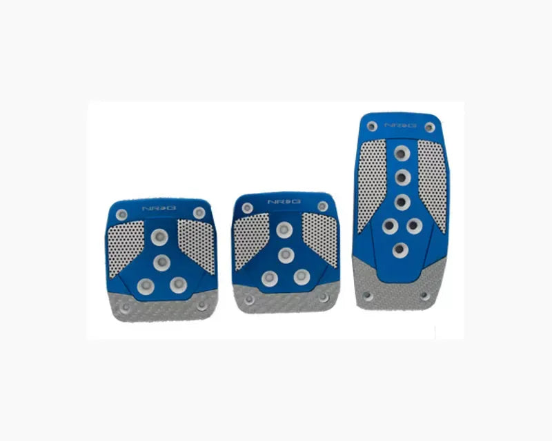 NRG Blue with Silver Carbon Manual Aluminum Sport Pedal Universal