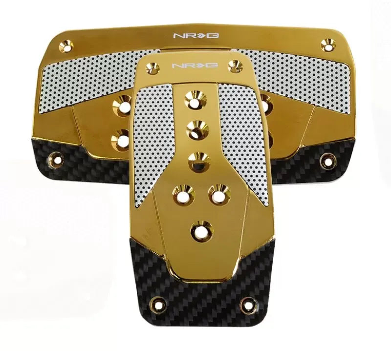 NRG Aluminum Pedal Pad Cover Pl2-Piece ATes Red Chrome Gold Carbon 2-Piece AT