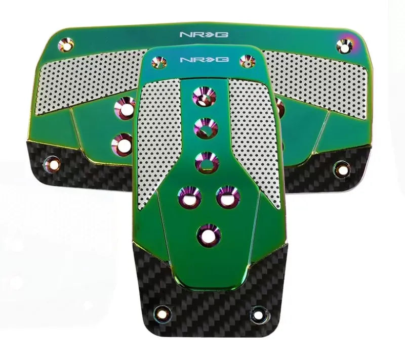 NRG Aluminum Pedal Pad Cover Pl2-Piece ATes Silver Neo Chrome Carbon 2-Piece AT