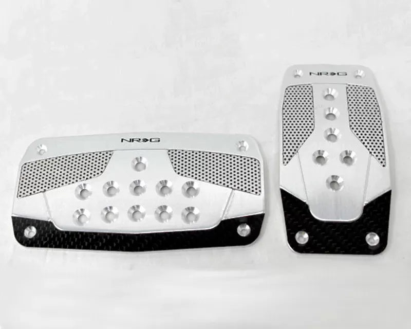 NRG Silver with Black Carbon Automatic Aluminum Sport Pedal Universal