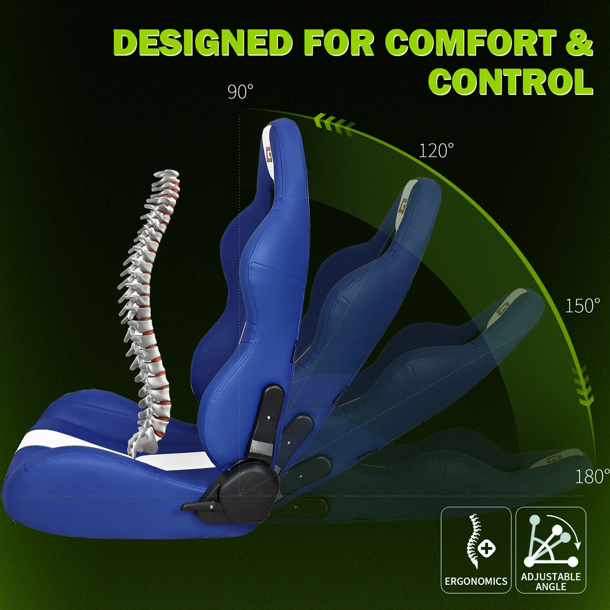 Universal Reclinable Left Driver Side Racing Seat Dual Slider