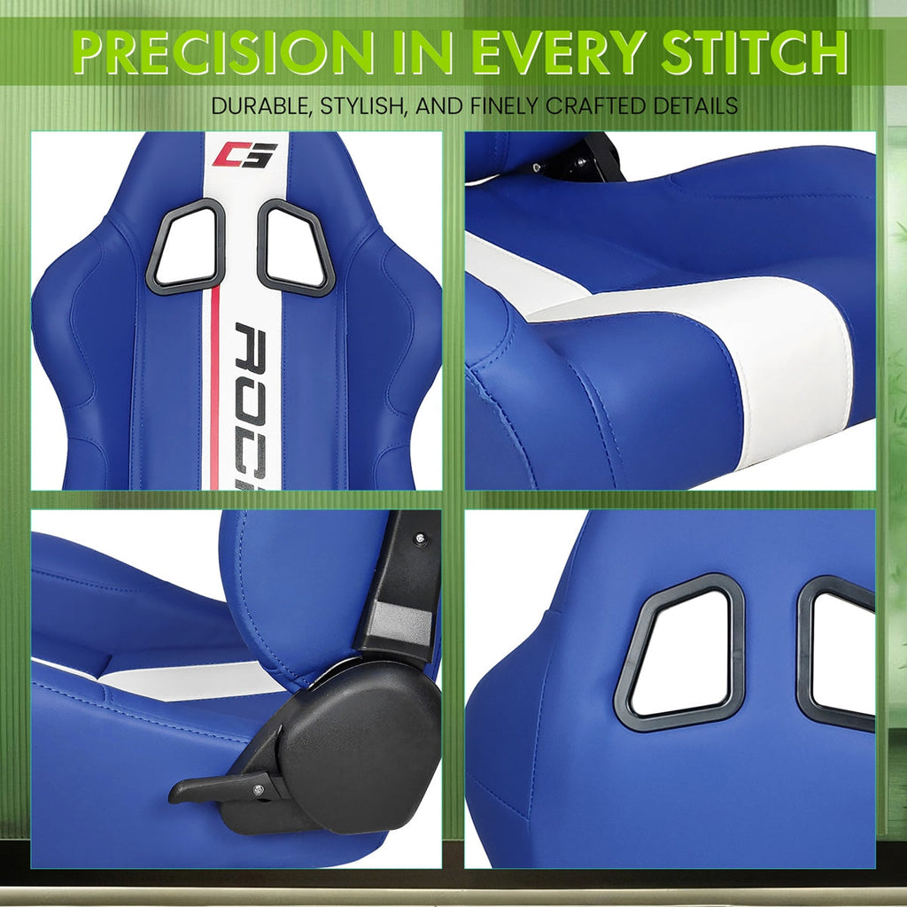 Universal Racing Seat Dual Slider PU Carbon Leather