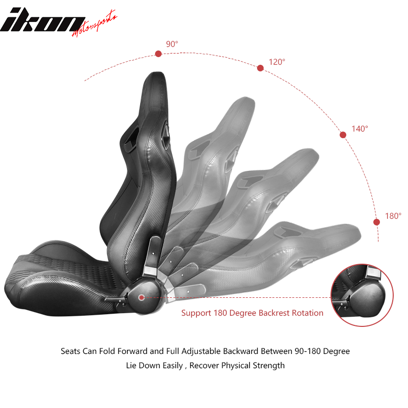 Universal Black Racing Seat with Dual Sliders PU Carbon Leather