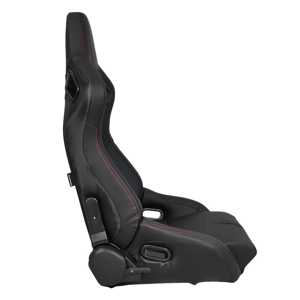 Universal Reclinable Bucket Racing Seat Dual Slider PU Carbon Leather