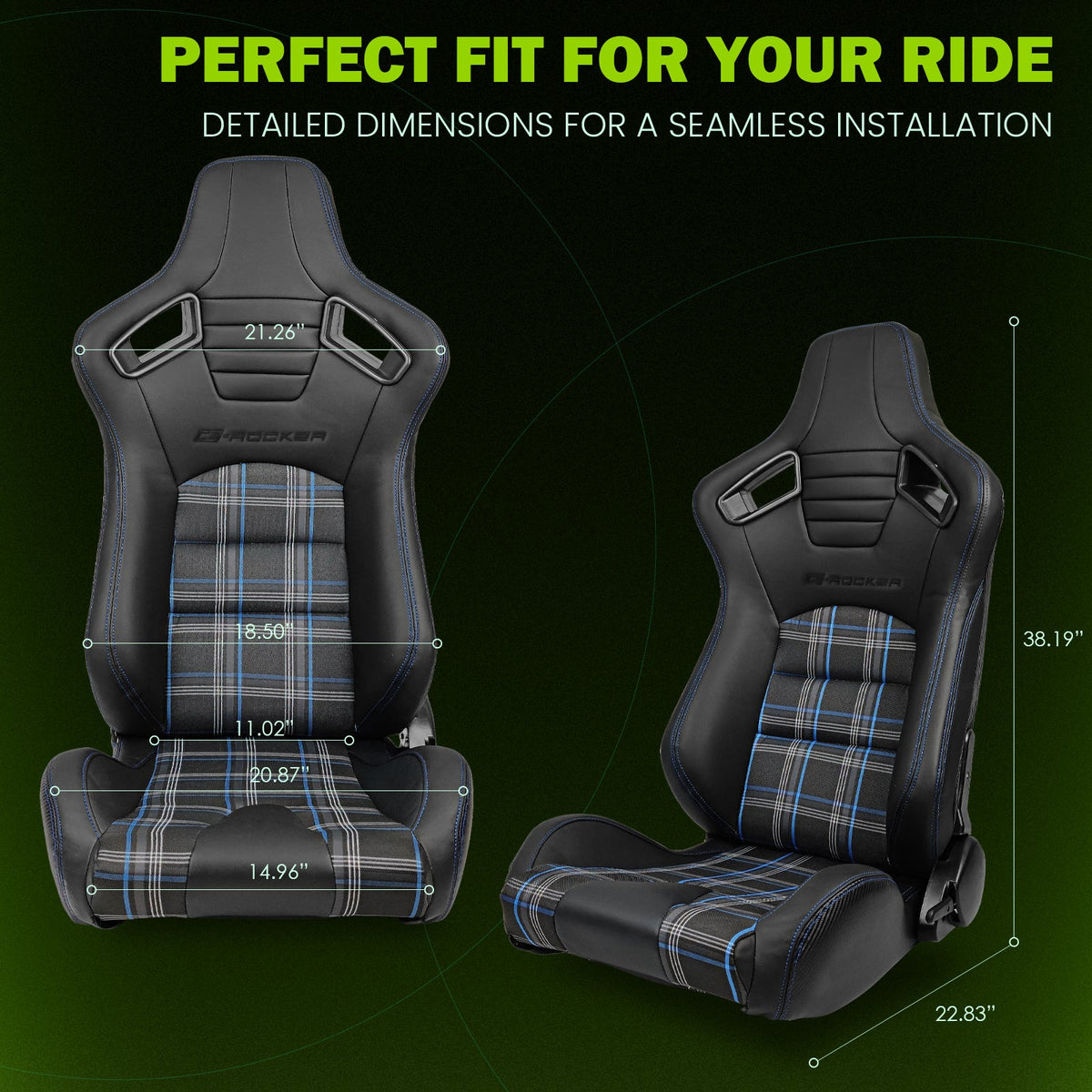 Universal Plaid Racing Seat Dual with Sliders PU Carbon Leather