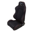 NRG Type-R Cloth Sport Seat Black with Red Stitching