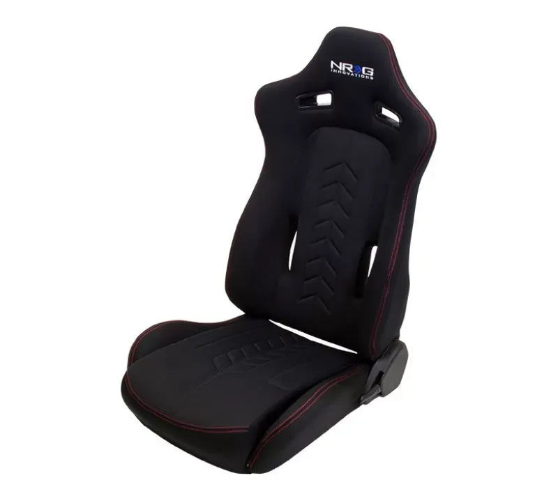 NRG The Arrow Sports Seat Black Cloth with Red Stitching