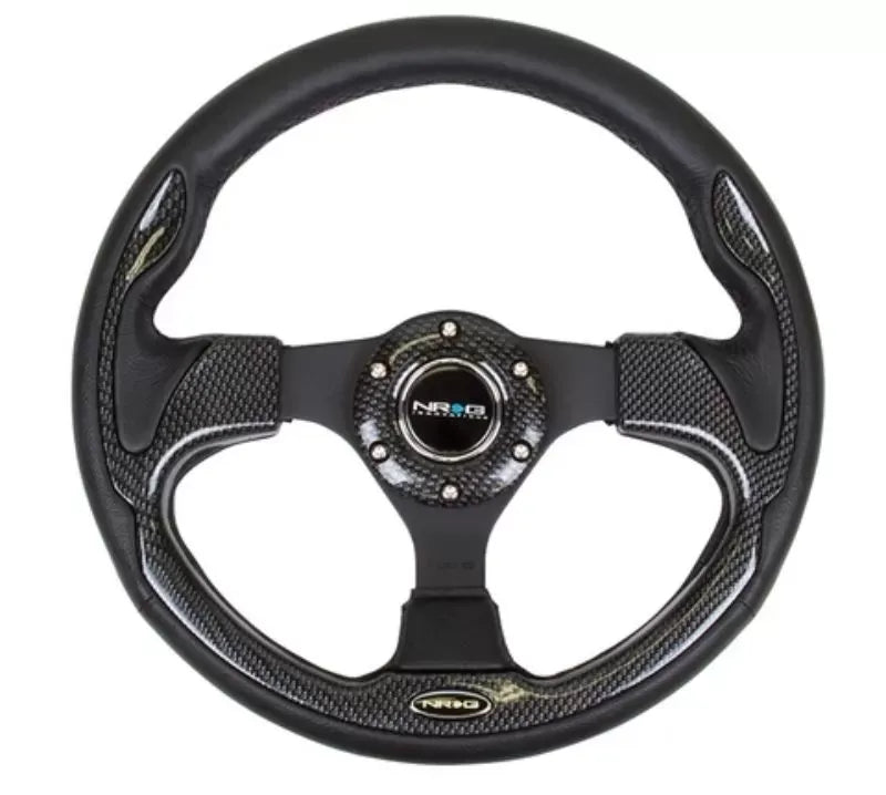 NRG Sport Reinforced Steering Wheel 320mm Carbon Fiber Look Trim 001CBL