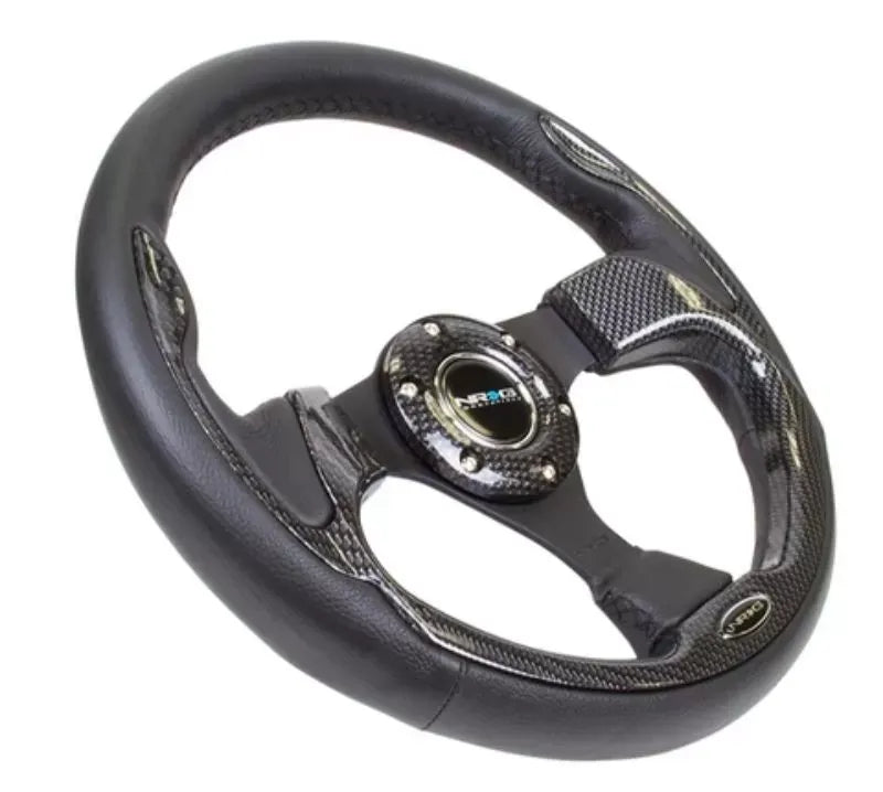 NRG Sport Reinforced Steering Wheel 320mm Carbon Fiber Look Trim 001CBL