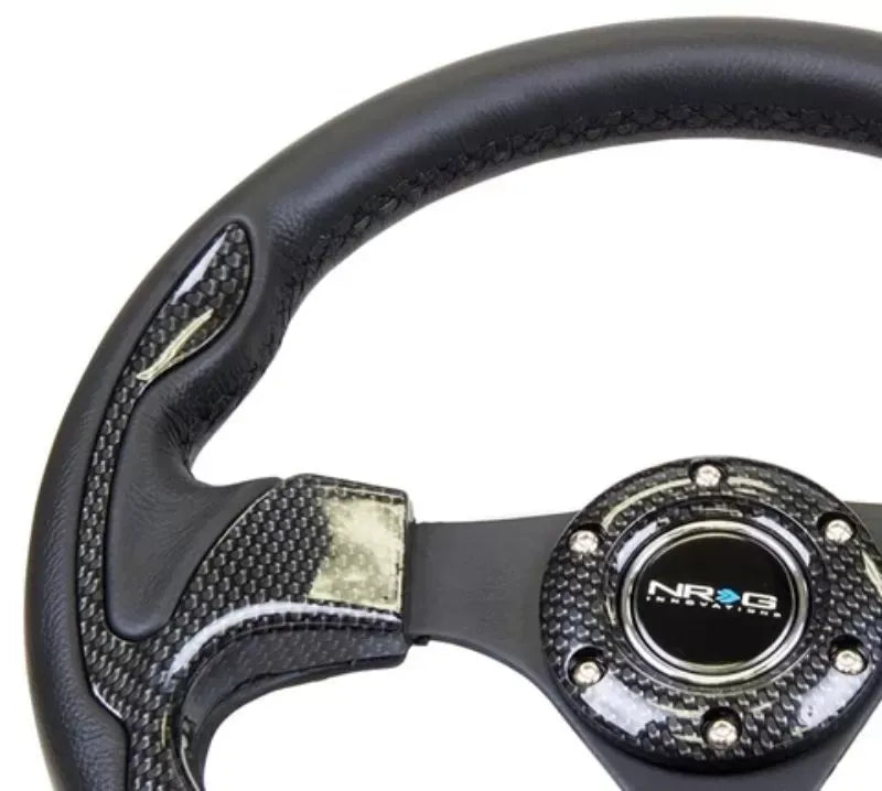 NRG Sport Reinforced Steering Wheel 320mm Carbon Fiber Look Trim 001CBL