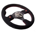 NRG Reinforced Sport Steering Wheel 320mm Dual Button Black Spoke Black Suede