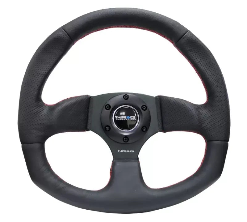NRG Reinforced Steering Wheel Leather Steering Wheel Red Stitch