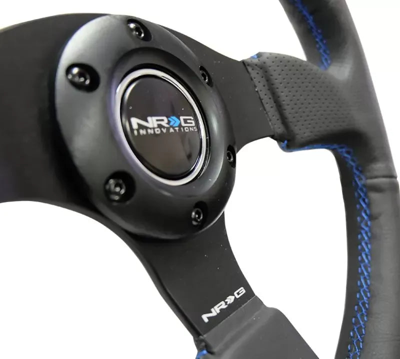 NRG Reinforced Steering Wheel 320mm Sport Leather Steering Wheel Blue Stitch