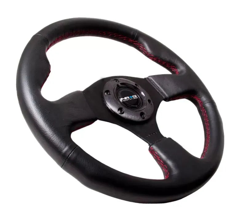 NRG Reinforced Steering Wheel 320mm Sport Leather Steering Wheel Red Stitch