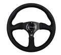 NRG Reinforced Steering Wheel 350mm Sport Leather Racing 2.5 Inch Deep Comfort Grip 4mm matte black spoke with Alcantara