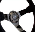 NRG Reinforced Sport Steering Wheel 350mm 3 Inch Deep black Suede with red Baseball Stitching Black Spoke