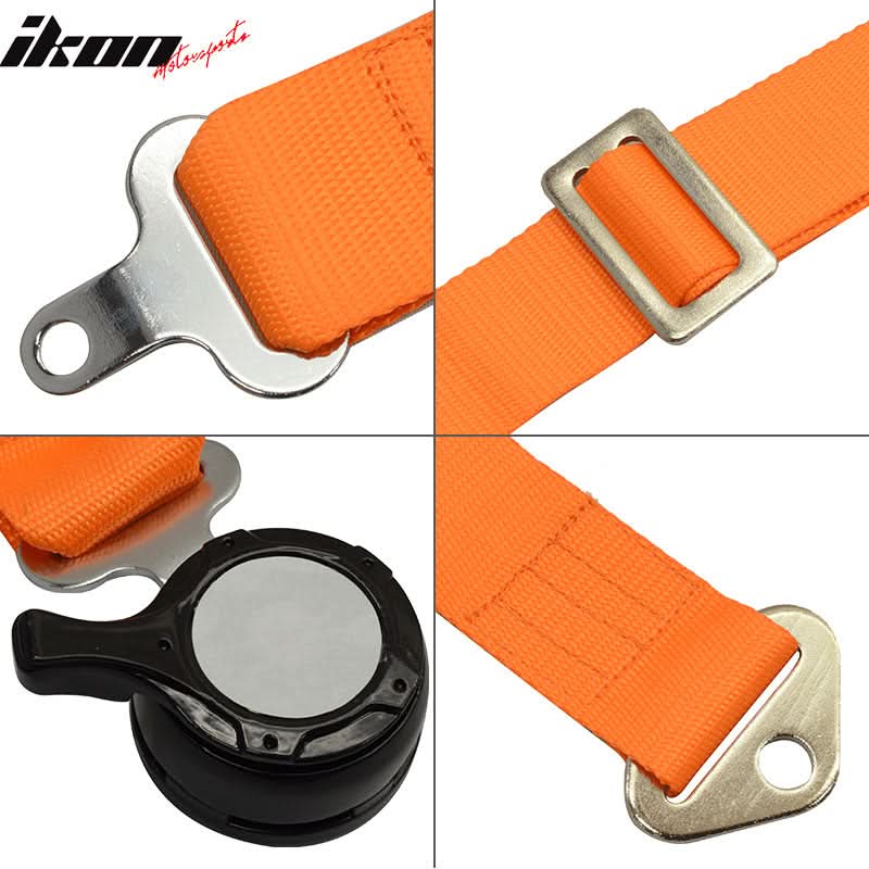 Pair Of Orange 4 Point Nylon Harness Camlock Racing Seat Belts