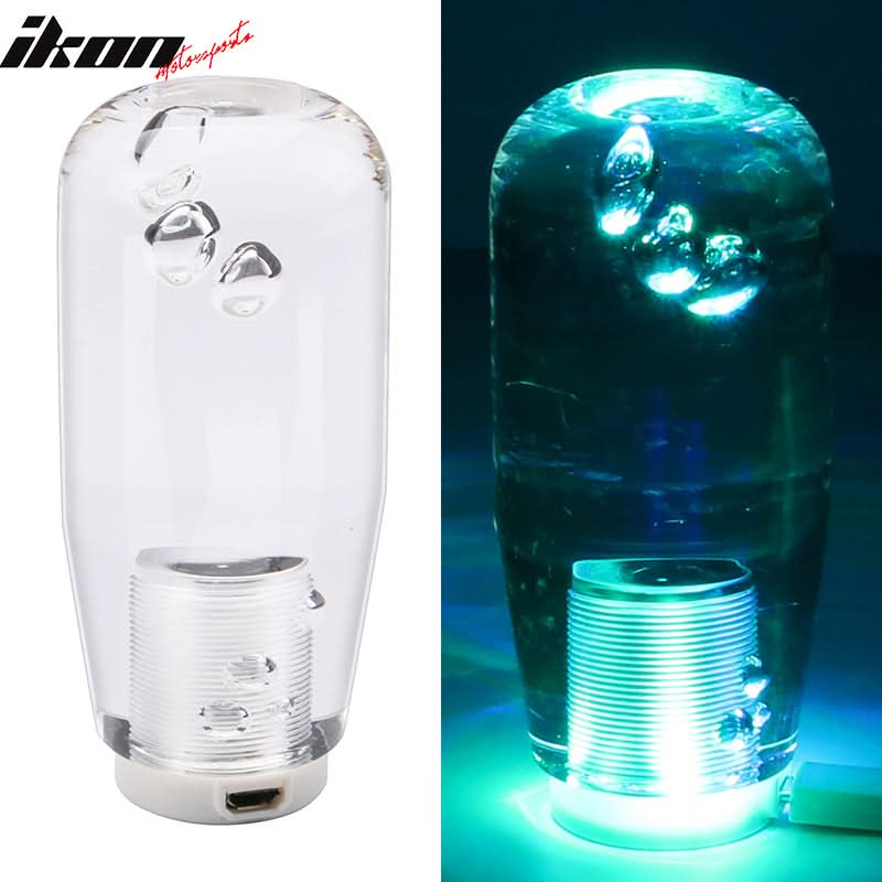 Universal LED RGB Shift Knob 10mm Transparent Bubble W Thread Adapters