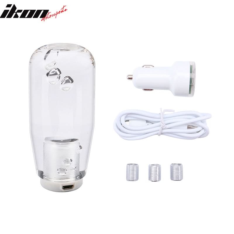 Universal LED RGB Shift Knob 10mm Transparent Bubble W Thread Adapters