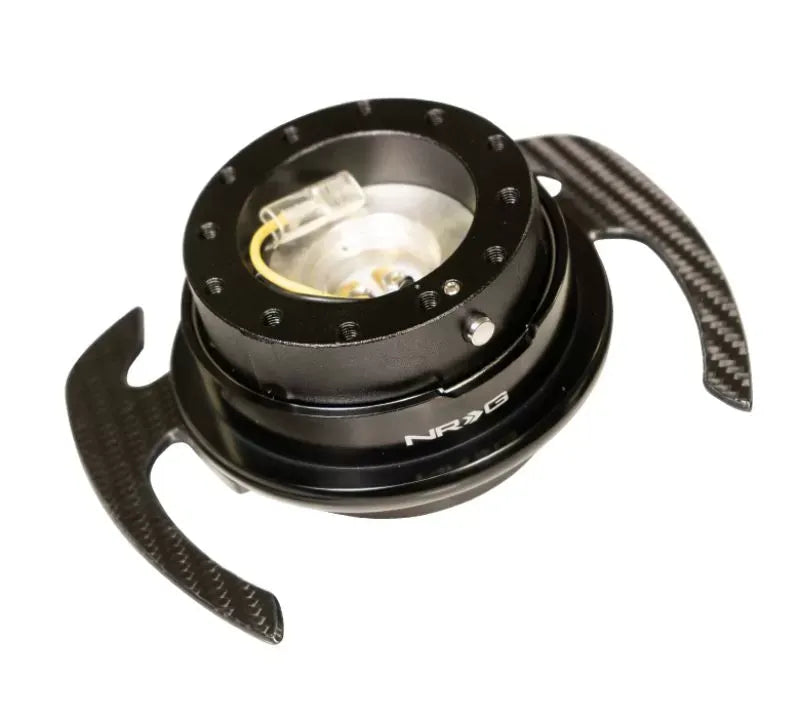 NRG Quick Release Gen 4.0 Black Body Black Ring with Carbon Fiber Handles