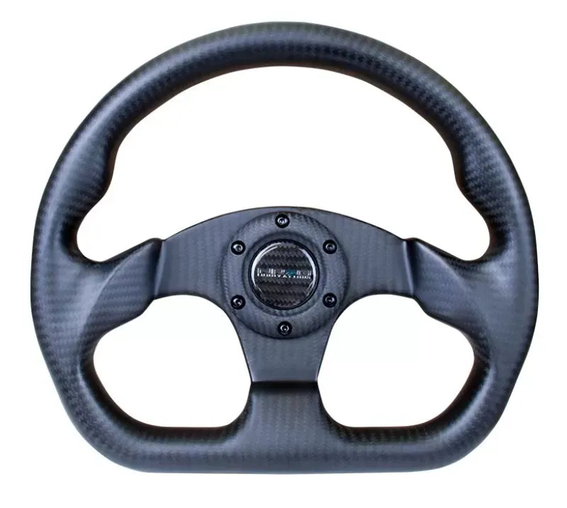 NRG Carbon Fiber Steering Wheel 320mm Flat Bottom Matte Black