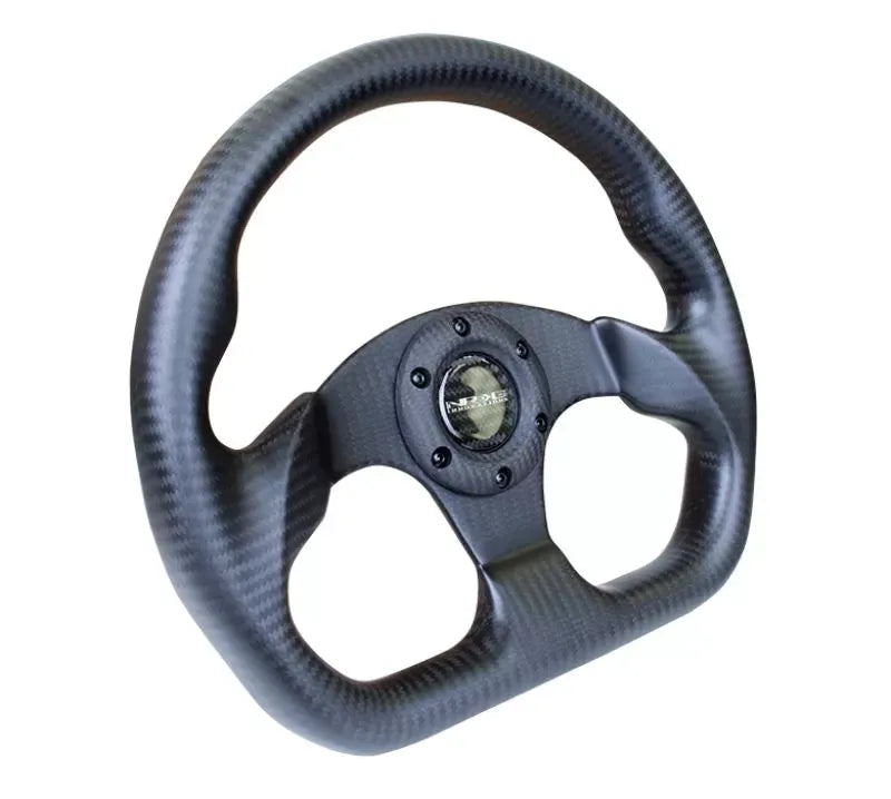 NRG Carbon Fiber Steering Wheel 320mm Flat Bottom Matte Black