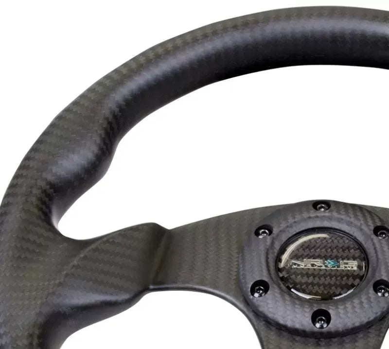 NRG Carbon Fiber Steering Wheel 320mm Flat Bottom Matte Black
