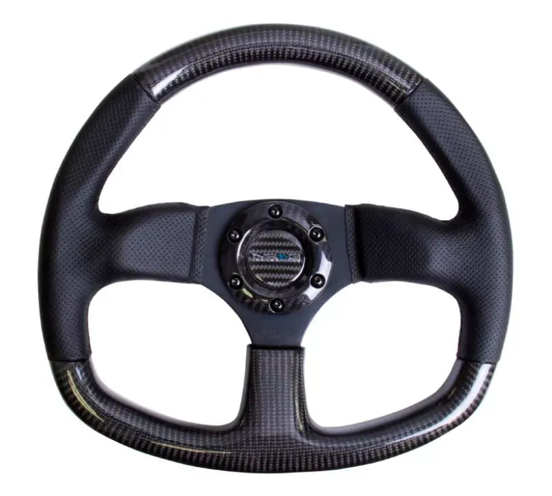 NRG Carbon Fiber Steering Wheel 320mm Flat Bottom Black stitching