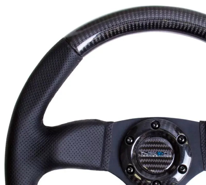 NRG Carbon Fiber Steering Wheel 320mm Flat Bottom Black stitching