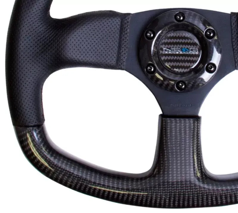 NRG Carbon Fiber Steering Wheel 320mm Flat Bottom Black stitching