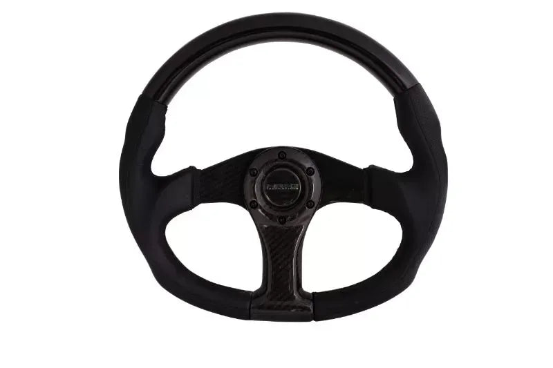 NRG Carbon Fiber Steering Wheel 350MM Aluminum-Carbon Center Carbon Flat Bottom