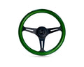 NRG Green Pearl Flake Paint 3 Black Spokes 350mm Classic Wood Grain Wheel Universal